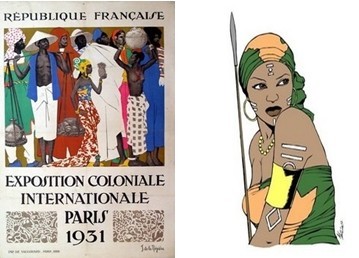 1/Affiche coloniale 2/ Planche tirée d'une bande dessinée de Alix Fuilu  (photos L.D.)