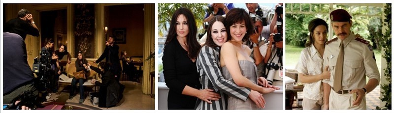 1/Sur le tournage du film "Ne te retourne pas" de Marina de Van -2/Sophie Marceau, Marina de Van et Monica Bellucci pour le film "Ne te retourne pas" en compétition officielle au Festival de Cannes 2009 (Crédit photo : Gareth Cattermole/Getty Images) - 3/ Image du film réalisé par Thomas Vincent " Mister Bob " qui relate la vie du mercenaire Bob Dénard avec dans le rôle titre Clovis Cornillac (photo D.R.)