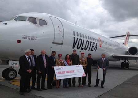 La Cie Volotea fête son millionième passager sur la plate-forme Nantaise. (photo D.R.)