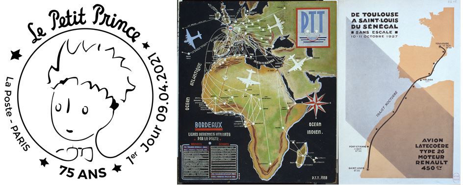 Le quotidien et les exploits des pilotes nous sont rapportés par l'écrivain Antoine de Saint-Exupéry — pilote de l'Aéropostale lui-même — dans son roman Vol de nuit (qui décrit un vol postal en Amérique du Sud), ainsi que dans d'autres œuvres @ Philaposte/Musée de La Poste. Le quotidien et les exploits des pilotes nous sont rapportés par l'écrivain Antoine de Saint-Exupéry — pilote de l'Aéropostale lui-même — dans son roman Vol de nuit (qui décrit un vol postal en Amérique du Sud), ainsi que dans d'autres œuvres @ Philaposte/Musée de La Poste.
