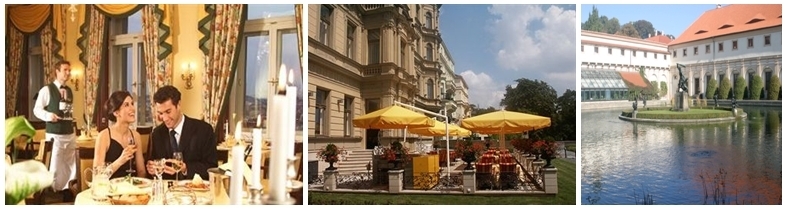 1/. Le restaurant « le Papillon » offre une table gourmande et gastronomique pour déguster la traditionnelle cuisine tchèque  2 et 3/ La terrasse  très bien exposée à l'abri des regards (Photo D.R.)