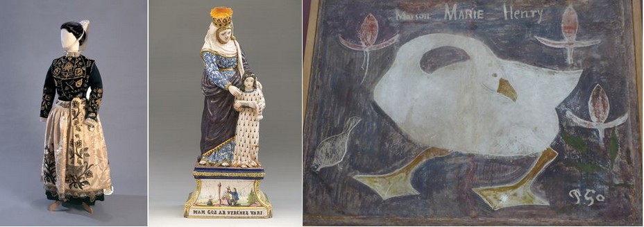 Musée breton costume traditionnel; Musée de la Faïence Création Henriot ;©Office de Tourisme Quimper Cornouaille; Musée des Beaux-Arts L'Oie de Gauguin sur enduit de plâtre @ C.Gary Musée breton costume traditionnel; Musée de la Faïence Création Henriot ;©Office de Tourisme Quimper Cornouaille; Musée des Beaux-Arts L'Oie de Gauguin sur enduit de plâtre @ C.Gary
