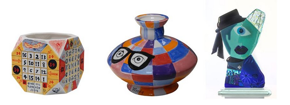 Faïencerie Henriot-Quimper Cube Coloré; Faïencerie Henriot-Quimper Vase Woody Hervé Le Nost; Atelier Couleur et Verre ©Office de Tourisme Quimper Cornouaille Faïencerie Henriot-Quimper Cube Coloré; Faïencerie Henriot-Quimper Vase Woody Hervé Le Nost; Atelier Couleur et Verre ©Office de Tourisme Quimper Cornouaille