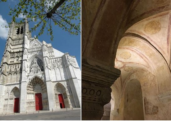 Auxerre Cathédrale Saint Etienne@Josette  aliaux et   Auxerre Crypte de l'Abbaye Saint Germain© Ville Auxerre