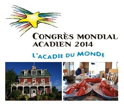 de haut en bas : Le Congrès mondial acadien 2014 a lancé cet été sa programmation préliminaire ©DR ; L'Hôtel Paulin, un bel hôtel classique de style victorien de Caraquet ©Patrick Cros; Les merveilleux plats de langoustes, un mets courant en Acadie  ©Patrick Cros