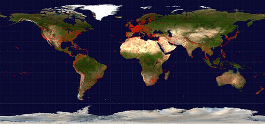Carte de distribution des aéroports dans le monde (Photo Wilkipédia.org)