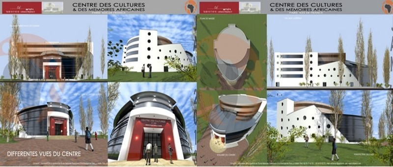 Coupes et plans du projet généré par l'Association Dynafrica du Centre des Cultures et des mémoires africaines en France et réalisé par le cabinet d'architecture CofArchi (photos et plans www.cof-archi.com) Coupes et plans du projet généré par l'Association Dynafrica du Centre des Cultures et des mémoires africaines en France et réalisé par le cabinet d'architecture CofArchi (photos et plans www.cof-archi.com)