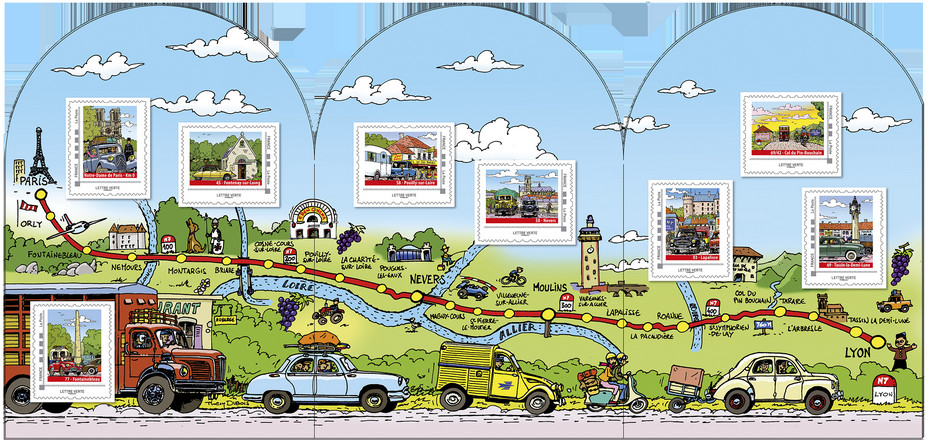 Partir du kilomètre zéro du parvis de Notre-Dame pour s’échapper vers le soleil et le sud, telle est la perspective enchantée qu’ouvre la Nationale 7…Copyright - @ La Poste