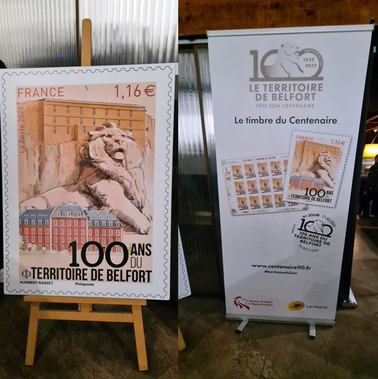Ce timbre dédié au 100 ans du territoire de Belfort sera en vente à partir du 14 mars 2022,dans certains bureaux de poste. @ David Raynal