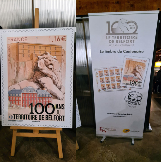 Ce timbre dédié au 100 ans du territoire de Belfort sera en vente à partir du 14 mars 2022,dans certains bureaux de poste. @ David Raynal Ce timbre dédié au 100 ans du territoire de Belfort sera en vente à partir du 14 mars 2022,dans certains bureaux de poste. @ David Raynal