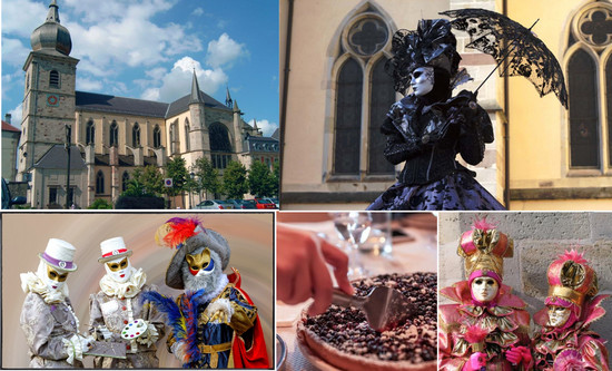 Eglise Abbatiale de Remiremont où se déroule dans toute la ville du 24 au 27 mars le Carnaval de Venise. @ DR ,@ L.Denne et Marc Foubet Eglise Abbatiale de Remiremont où se déroule dans toute la ville du 24 au 27 mars le Carnaval de Venise. @ DR ,@ L.Denne et Marc Foubet