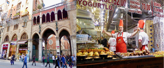 Rue Istikial devant l'église  @   C.Gary et  Sympathique rôtisserie sur Istiklal @C.Gary