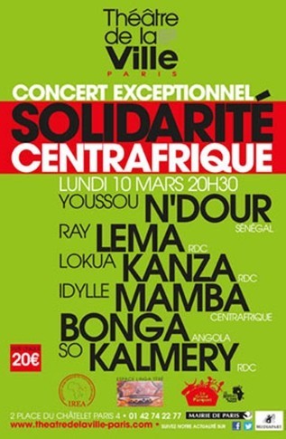 Solidaire : Un concert de soutien pour la Centrafrique au Théâtre de la Ville à Paris. Solidaire : Un concert de soutien pour la Centrafrique au Théâtre de la Ville à Paris.