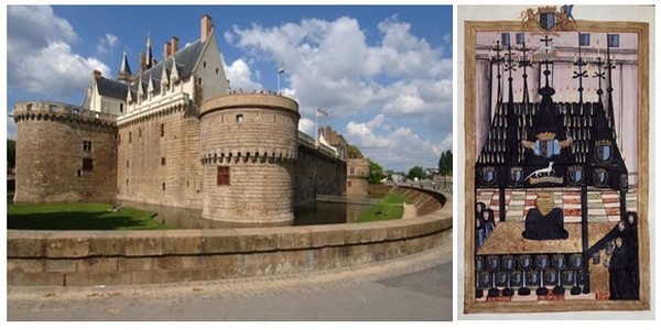 De gauche à droite : Chateau-des-ducs-de-Bretagne-Nantes ( Photo JDBillaud-Nautilus); 4. Chapelle ardente du coeur de la reine aux Carmes de Nantes  ( Photo Petit Palais)