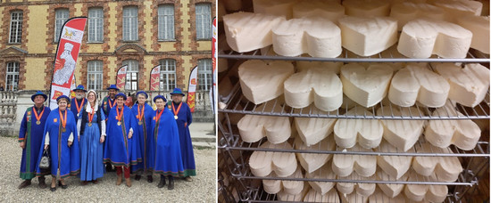 La Confrérie du fromage de Neufchâtel@ C.Gary  ;  L'affinage du Neufchâtel à la ferme du château de Merval @.C.Gary