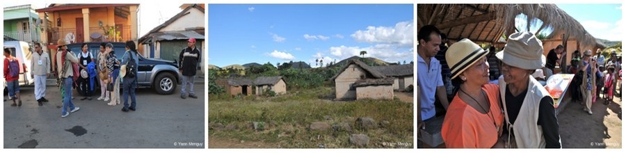 De gauche à droite : Première étape au départ d'Ampéfy; Un village en pleine brousse qui a bénéficié de lampes solaires; Distribution des lampes solaires par la Présidente de l'association « Les Jardins de Lumière de Madagascar" Josielle Randriamandranto (Crédit photos Yann Menguy) De gauche à droite : Première étape au départ d'Ampéfy; Un village en pleine brousse qui a bénéficié de lampes solaires; Distribution des lampes solaires par la Présidente de l'association « Les Jardins de Lumière de Madagascar" Josielle Randriamandranto (Crédit photos Yann Menguy)