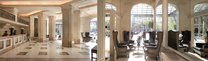 Hall de réception du Majestic et son salon situé dans un immeuble de style néoclassique, en plein cœur du Paseo de Gracia à Barcelone (Crédit Photo David Raynal) Hall de réception du Majestic et son salon situé dans un immeuble de style néoclassique, en plein cœur du Paseo de Gracia à Barcelone (Crédit Photo David Raynal)