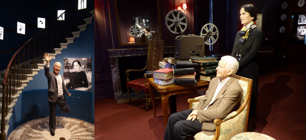 Chaplin vous accueille dans le vestibule @ C.Gary et Chaplin et Oona assistent à la projection d'un film de Charlot @ C.Gary Chaplin vous accueille dans le vestibule @ C.Gary et Chaplin et Oona assistent à la projection d'un film de Charlot @ C.Gary
