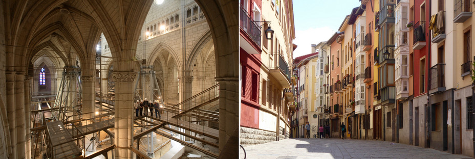 Vitoria Les travaux se poursuivent dans la cathédrale @DR ; Balade dans le centre historique, l'“amende médiévale“  @C.Gary