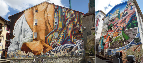 Vitoria. Balade à la découverte des fresques et du Street art @C.Gary.; Autre fresque au détour d'une ruelle en pente.@C.Gary Vitoria. Balade à la découverte des fresques et du Street art @C.Gary.; Autre fresque au détour d'une ruelle en pente.@C.Gary