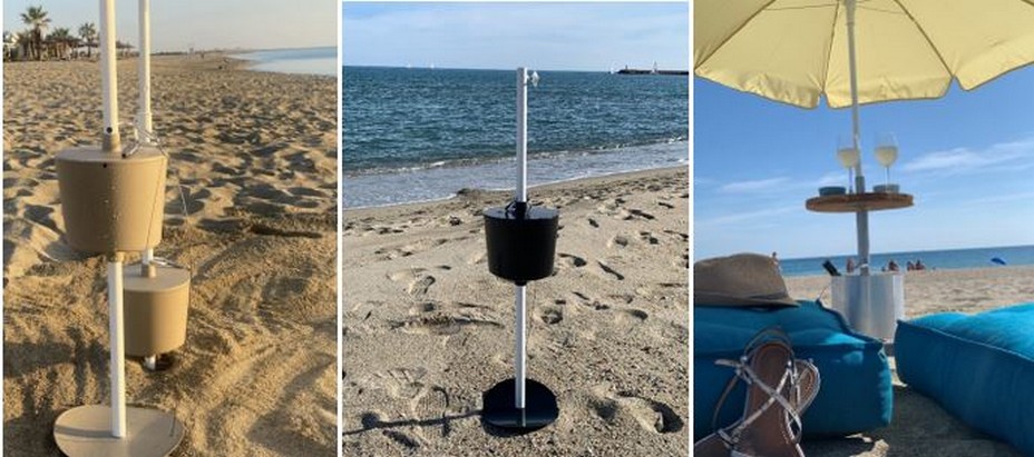 Avant et Après ; la pelle sert d'ancre dans le sable ; Version Club avec coffre-seau à glace et tablette. @ DR Avant et Après ; la pelle sert d'ancre dans le sable ; Version Club avec coffre-seau à glace et tablette. @ DR