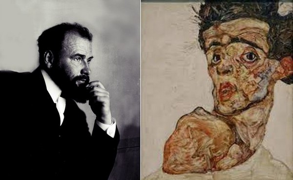 Portrait du peintre Gustav Klimt et Egon Schiele @ FS Portrait du peintre Gustav Klimt et Egon Schiele @ FS