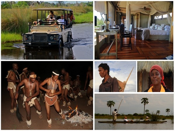 En Afrique Australe le Botswana d'une taille proche de la France reste encore préservé d'un tourisme de masse . Il a conservé un peu du charme des safaris d'antan. 2ème photo en haut à droite le Mombo Camp-Reserve de Moremi (Crédit photos Patrick Cros)