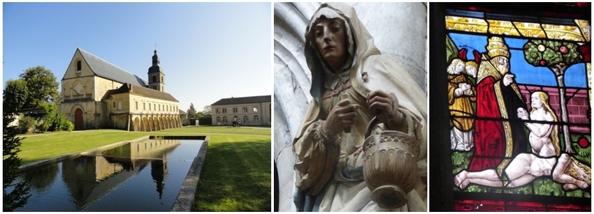 De gauche à droite : Abbaye d'Hauvillers (© DR) ; Statuaire Ecole Troyenne (© DR); vitraux datant du XIIè au XVIè siècle (© Catherine Gary) De gauche à droite : Abbaye d'Hauvillers (© DR) ; Statuaire Ecole Troyenne (© DR); vitraux datant du XIIè au XVIè siècle (© Catherine Gary)