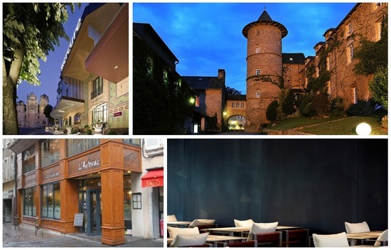 Haut à gauche : Le Mercure de Rodez (© photo DR); A droite l'Entrée de L'Hostellerie de Fontanges ( © photo DR); En bas à gauche : l'Aubrac à Rodez (© photo DR); à droite Le Café Bras situé à l'intérieur du musée Soulages dans le respect du noir et blanc chers à l'artiste (© photo ch.Bousquet) Haut à gauche : Le Mercure de Rodez (© photo DR); A droite l'Entrée de L'Hostellerie de Fontanges ( © photo DR); En bas à gauche : l'Aubrac à Rodez (© photo DR); à droite Le Café Bras situé à l'intérieur du musée Soulages dans le respect du noir et blanc chers à l'artiste (© photo ch.Bousquet)