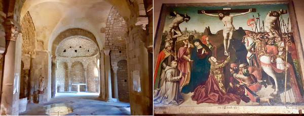 Le baptistère de Venasque @C.Gary;Crucifixion d'un maître de l'Ecole d'Avignon, 1498 dans l'église de Venasque@C.Gary Le baptistère de Venasque @C.Gary;Crucifixion d'un maître de l'Ecole d'Avignon, 1498 dans l'église de Venasque@C.Gary