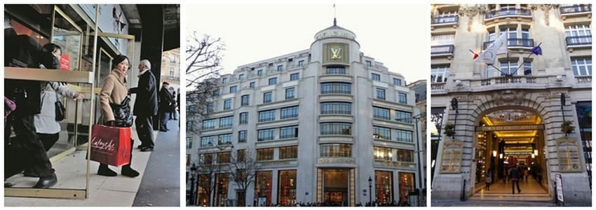 Galeries Lafayettes, Louis Vuitton et les célèbres marques situées dans le passage des Arcades sur les Champs-Elysées,font toujours le bonheur des touristes (Crédit photo DR) Galeries Lafayettes, Louis Vuitton et les célèbres marques situées dans le passage des Arcades sur les Champs-Elysées,font toujours le bonheur des touristes (Crédit photo DR)
