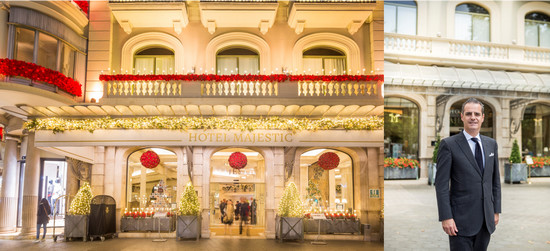 La façade de l'Hôtel Majestic en lumière pour les fêtes et Son Directeur général, le Français Pascal Billard @ DR La façade de l'Hôtel Majestic en lumière pour les fêtes et Son Directeur général, le Français Pascal Billard @ DR