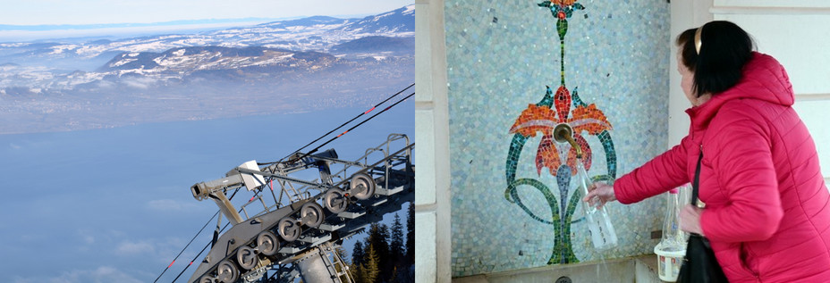De la source Cachat aux thermes evian®, du funiculaire à l’Hôtel Royal*****, l’eau minérale marque l’histoire et l’architecture de la ville d’une empreinte indélébile. Crédit photo David Raynal. De la source Cachat aux thermes evian®, du funiculaire à l’Hôtel Royal*****, l’eau minérale marque l’histoire et l’architecture de la ville d’une empreinte indélébile. Crédit photo David Raynal.