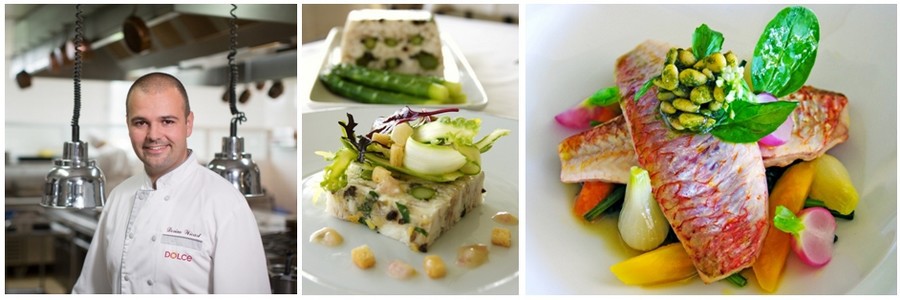 Dorian Wicart en cuisine et plusieurs de ses plats dont La terrine du chef et bien sûr le Rouget façon Dorian Wicart (Crédit photos DR) Dorian Wicart en cuisine et plusieurs de ses plats dont La terrine du chef et bien sûr le Rouget façon Dorian Wicart (Crédit photos DR)