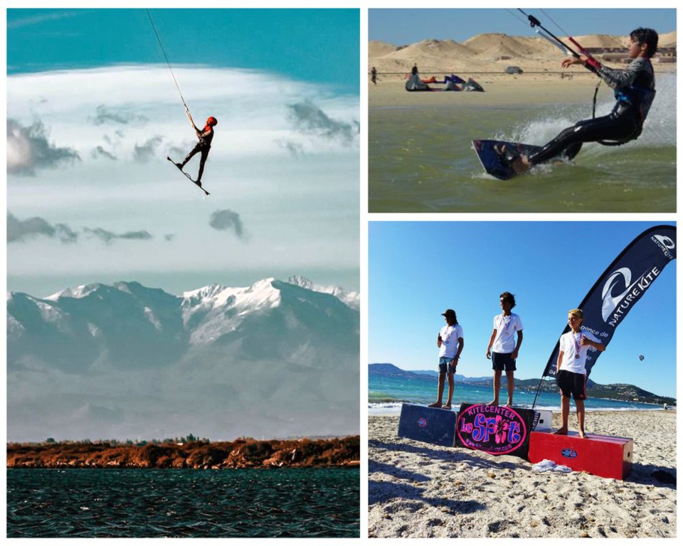 Nakil en vol sur le plan d'eau de Leucate avec le massif des Corbières enneigé en arrière plan. Entrainement cet hiver à Dakhla au Maroc @ D.R. Nakil en vol sur le plan d'eau de Leucate avec le massif des Corbières enneigé en arrière plan. Entrainement cet hiver à Dakhla au Maroc @ D.R.