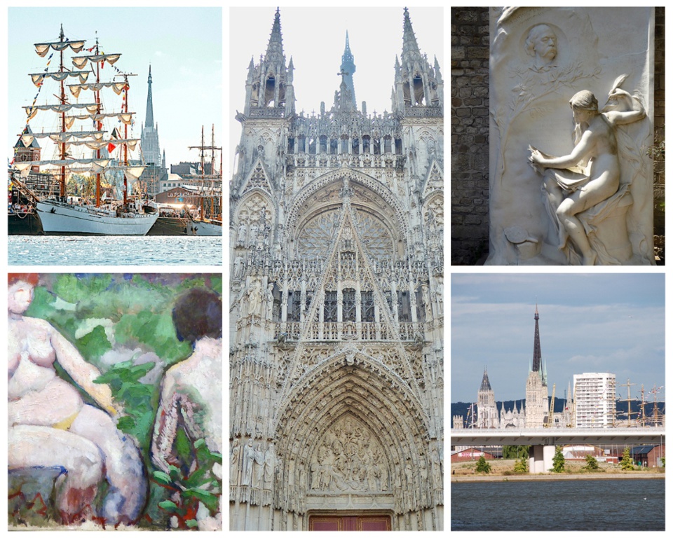 1) L'Armada 2023 sur les quais de Rouen @ Alan Aubry 2) Tableau de Marcel Duchamp avant ses ready-mades au Musée des Beaux-Arts @ Catherine Gary 3) La Façade de la cathédrale gothique Notre-Dame de l'Assomption @ Catherine Gary 4) Monument dédié à Gustave Flaubert dans le jardin du pavillon de l'Hôtel-Dieu où son père était chirurgien @ Catherine Gary 5) Pont routier avec la ville de Rouen en arrière-plan @ David Raynal. 1) L'Armada 2023 sur les quais de Rouen @ Alan Aubry 2) Tableau de Marcel Duchamp avant ses ready-mades au Musée des Beaux-Arts @ Catherine Gary 3) La Façade de la cathédrale gothique Notre-Dame de l'Assomption @ Catherine Gary 4) Monument dédié à Gustave Flaubert dans le jardin du pavillon de l'Hôtel-Dieu où son père était chirurgien @ Catherine Gary 5) Pont routier avec la ville de Rouen en arrière-plan @ David Raynal.