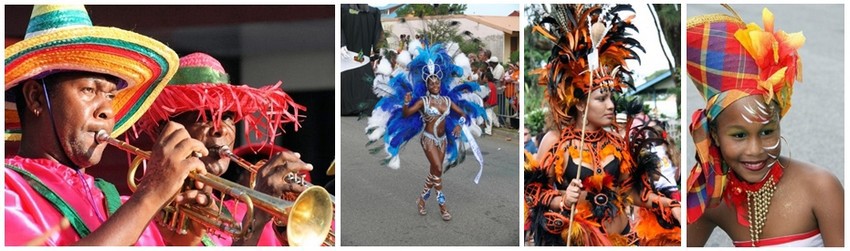 Tous les dimanches après-midi, les parades animent  les rues de Kourou, de Cayenne et de Saint-Laurent du Maroni. Les groupes déguisés qui se préparent depuis des mois défilent et dansent autour de chars décorés, au rythme des percussions et des cuivres. (Crédit photos DR)