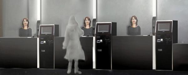 Nettoyage des chambres, service de portier, accueil des clients... le futur Hôtel Henn na situé au Sud-Ouest du Japon mise sur des robots.. Ouverture prévue en juillet 2015. (Crédit photo DR) Nettoyage des chambres, service de portier, accueil des clients... le futur Hôtel Henn na situé au Sud-Ouest du Japon mise sur des robots.. Ouverture prévue en juillet 2015. (Crédit photo DR)