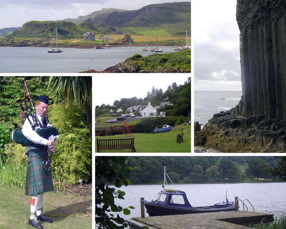 1/Ile de Kerrera près d'Oban 2/Ile d'Arran, chateau de Brodick joueur de cornemuse/3 Ile d'Arran village de Corrie 4/Lac de Menteith 5/Ile de Starra et ses orgues de basaltes @ André Degon 1/Ile de Kerrera près d'Oban 2/Ile d'Arran, chateau de Brodick joueur de cornemuse/3 Ile d'Arran village de Corrie 4/Lac de Menteith 5/Ile de Starra et ses orgues de basaltes @ André Degon