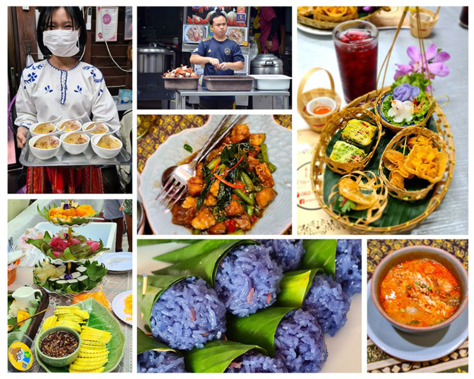 Le jeep tua nok des raviolis cuits à la vapeur en forme d'oiseau, farcis de poulet, qui se mangent en petites portions à l’apéritif @ David Raynal Le jeep tua nok des raviolis cuits à la vapeur en forme d'oiseau, farcis de poulet, qui se mangent en petites portions à l’apéritif @ David Raynal