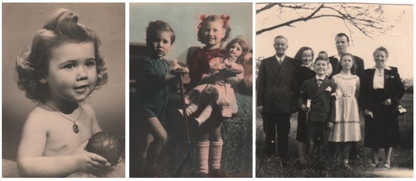 De gauche à droite : ) Claude Dhôtel âgé seulement de 18 mois. 2/ ) Claude et sa sœur Nicole à Champenoux (54) chez leurs grands-parents ; 3/ ) 1958 : première communion en famille.( collection personnelle d’Annette Dhôtel l’épouse de C. Jérôme) De gauche à droite : ) Claude Dhôtel âgé seulement de 18 mois. 2/ ) Claude et sa sœur Nicole à Champenoux (54) chez leurs grands-parents ; 3/ ) 1958 : première communion en famille.( collection personnelle d’Annette Dhôtel l’épouse de C. Jérôme)
