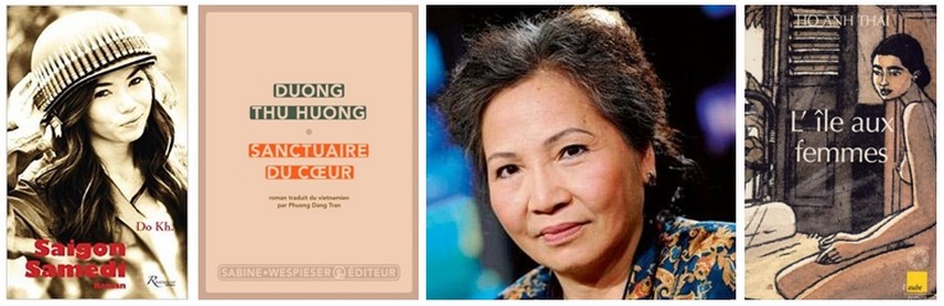 Les auteures vietnamiennes posent un regard sans concession sur le fonctionnement de leur pays : 1/ Dô Kh dans " Samedi Saïgon"; 2/ " Sanctuaire du coeur" de Duong Thu Huong dont portrait ci-contre; 3/ " l'ïle aux Femmes " de Ho Anh Thai (Crédit photos DR)