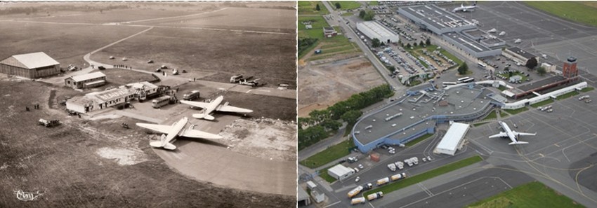 De gauche à droite : 1/ Le trafic commercial a réellement débuté en 1955 vers le sud de la Grande Bretagne, puis vers les pays scandinaves. 2/ Aujourd'hui rien ne semble arrêter la marche en avant de la plate-forme picarde. Partir de Beauvais c’est un peu s’envoler au milieu des champs, à 80km* de Paris intra muros (©  DR)