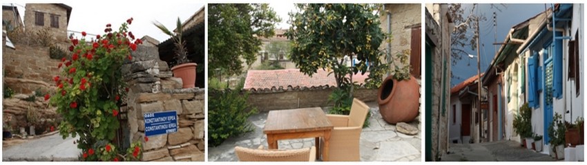1/2/ Les Cyprus villages offrent un hébergement pittoresque dans les maisons de Tochni et Kalavos, à l’est du pays.  © P. Cros  3/ Ruelle du village d’Omodos dans la région de Limassol © P. Cros
