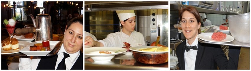 La gent féminine est très présente dans le service en salle mais également en cuisine. .© Bertrand Munier La gent féminine est très présente dans le service en salle mais également en cuisine. .© Bertrand Munier