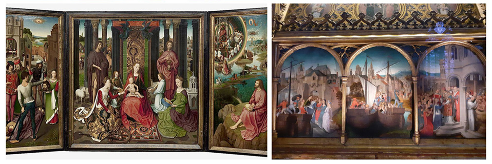 1/Le triptyque de Jean le Baptiste et Jean l’Évangéliste de Memling ©Musea Brugge Dominique Provost 2/ La châsse de Sainte Odile de Memling © Catherine Gary 1/Le triptyque de Jean le Baptiste et Jean l’Évangéliste de Memling ©Musea Brugge Dominique Provost 2/ La châsse de Sainte Odile de Memling © Catherine Gary