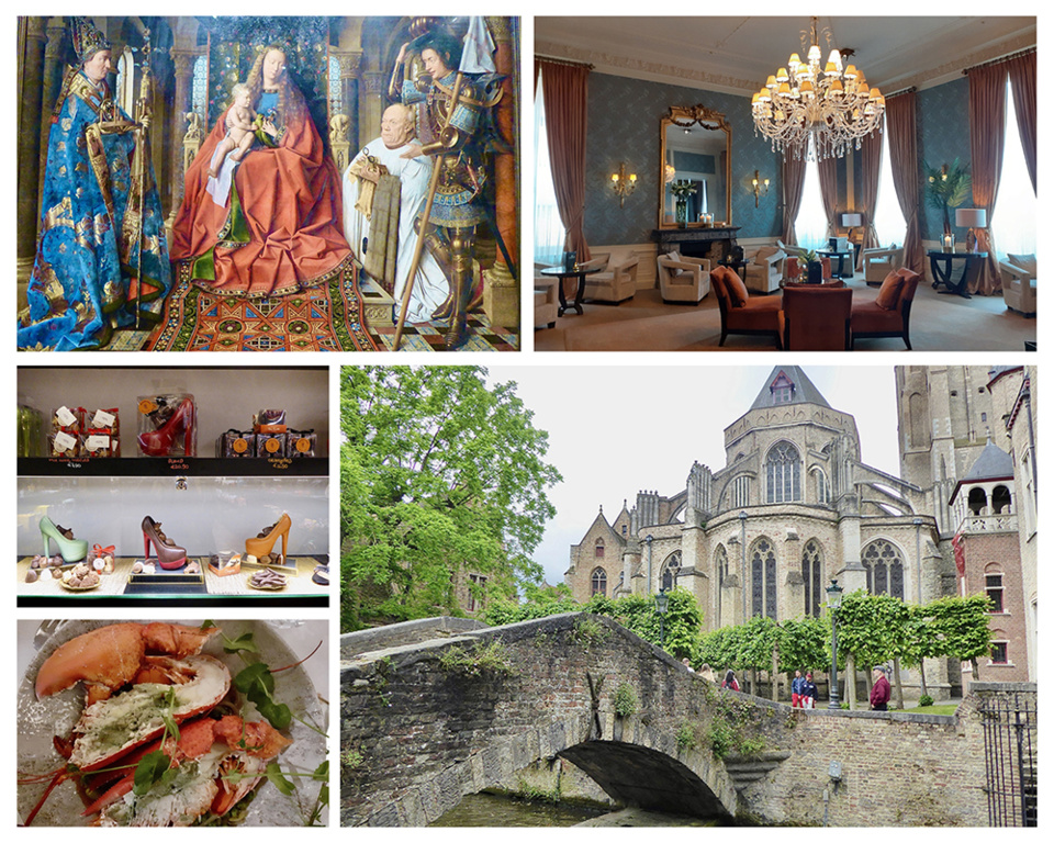 1/ La Madone au Chanoine de Jan Van Eyck 2/ Un salon du Grand Hôtel Casselbergh**** 3/ Les chocolats se déclinent ici à toutes les modes 4/ Dîner succulent à la Brasserie Raymond 5/ Balade dans les ruelles autour de l’église Notre-Dame © Catherine Gary 1/ La Madone au Chanoine de Jan Van Eyck 2/ Un salon du Grand Hôtel Casselbergh**** 3/ Les chocolats se déclinent ici à toutes les modes 4/ Dîner succulent à la Brasserie Raymond 5/ Balade dans les ruelles autour de l’église Notre-Dame © Catherine Gary