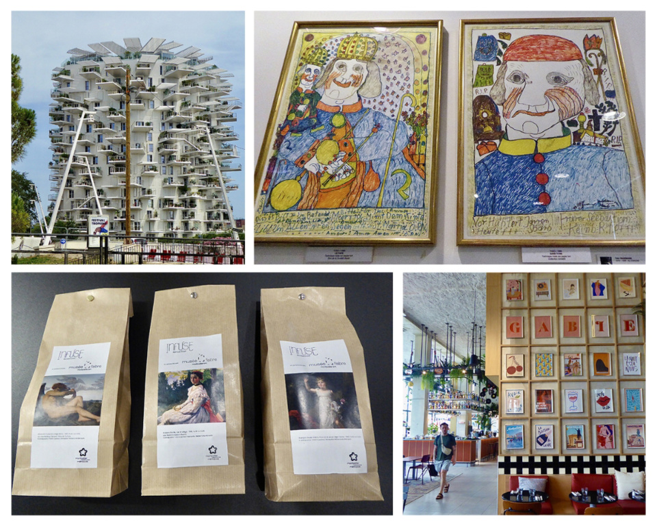 1/L’Arbre Blanc du Japonais Sou Fujimoto avec Nicolas Laisné et Manal Rachdi 2/ Théo Wagemann au musée d'Art brut 3/Infusions aux couleurs du Musée Fabre 4/ Hôtel Jost © Catherine Gary 1/L’Arbre Blanc du Japonais Sou Fujimoto avec Nicolas Laisné et Manal Rachdi 2/ Théo Wagemann au musée d'Art brut 3/Infusions aux couleurs du Musée Fabre 4/ Hôtel Jost © Catherine Gary