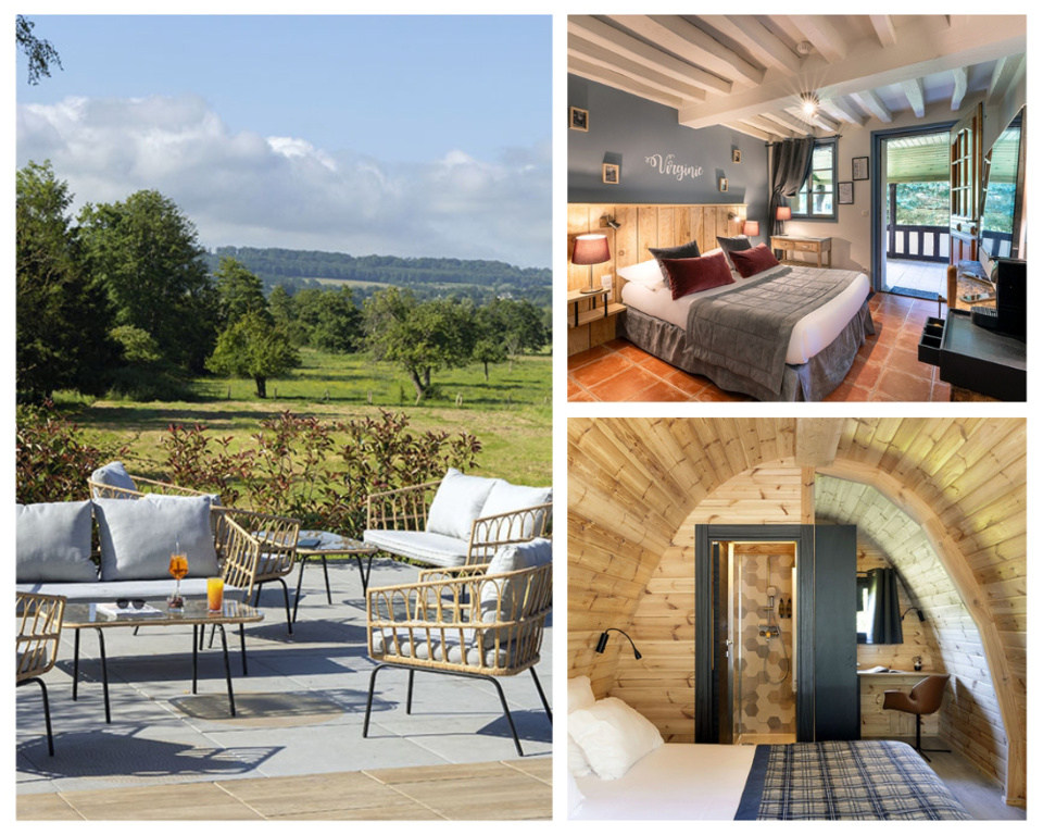 1/  Le parc du restaurant Ma Maison aux Jardins de Deauville 2/ Chambre au Domaine-de-Geffosses 3/ Ecolodge aux Jardins de Deauville @ BABO et Catherine Gary. 1/  Le parc du restaurant Ma Maison aux Jardins de Deauville 2/ Chambre au Domaine-de-Geffosses 3/ Ecolodge aux Jardins de Deauville @ BABO et Catherine Gary.