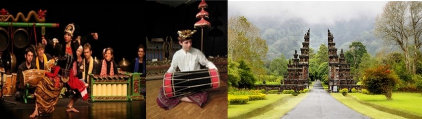 Photos 1 et 2/ art du gamelan, un art musical fascinant provenant d’une culture très ancienne issue de la région centrale de Java.  (Crédit photos DR), 3/ Un paysage balinais (Crédit photo DR)